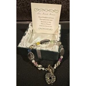 Love, Friend, Forever Silver & Crystal Expressively Yours Beaded Bracelet Charm